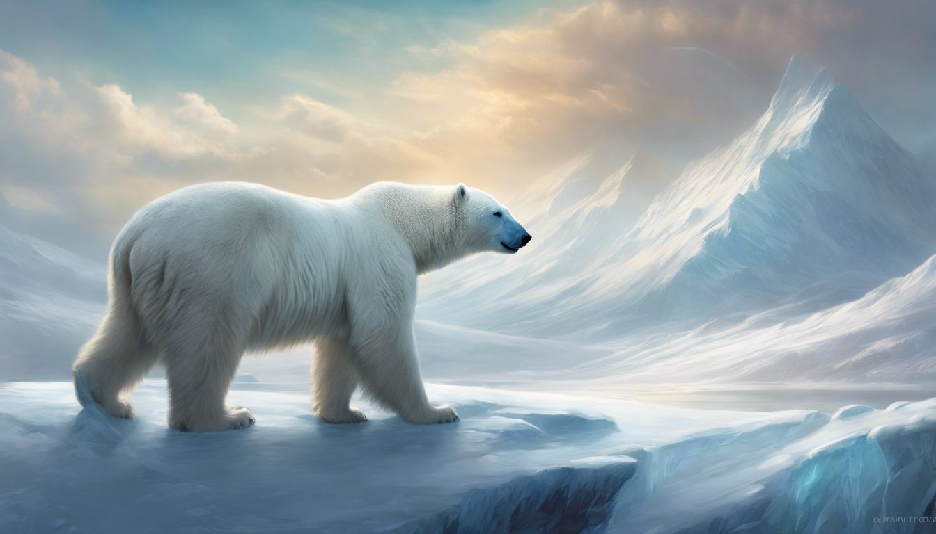 A solitary polar bear stands on icy tundra, highlighting its strength and isolation.